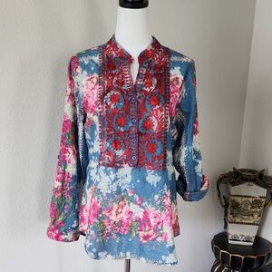 Vintage Goa Tunic with Floral Embroidery